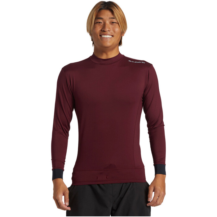 2024 Quiksilver Da Uomo Highline Long Sleeve UPF 50 Surf T-Shirt AQYWR03146 - Wine